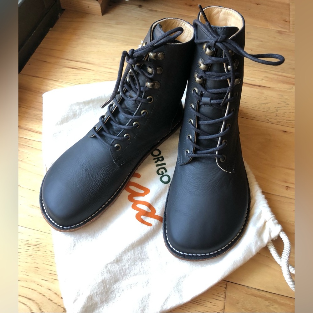 New Origo Black Leather Combat Boots Lace-Up Renaissance Festival 8.5